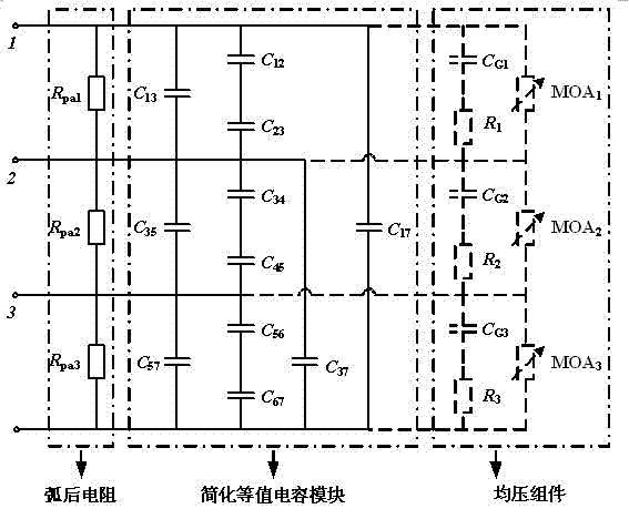 Dynamic voltage sharing device of multi-break vacuum circuit breaker and parameter selection method for dynamic voltage sharing device