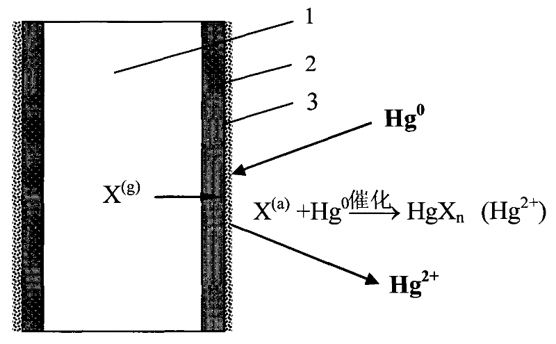 Method for catalytically oxidizing elemental mercury by oxidant controlledly released by porous ceramic membrane