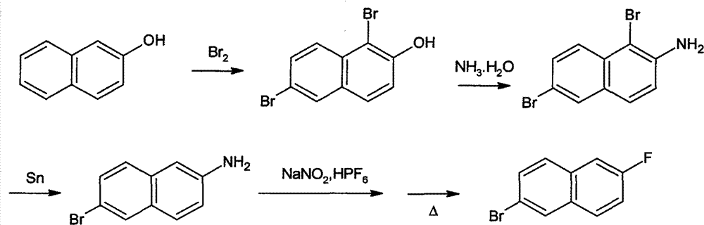 Preparation method of 2-bromo-6-fluoronaphthalene