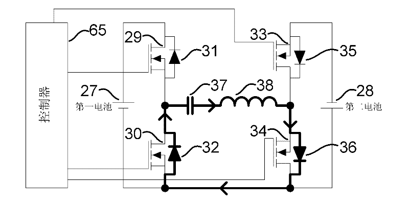 Battery energy balancing circuit