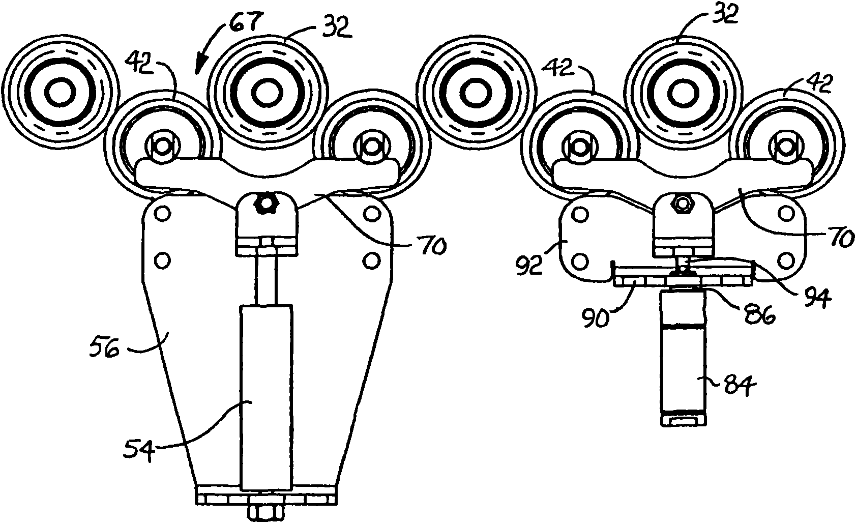 Peeler with self-adjusting rollers