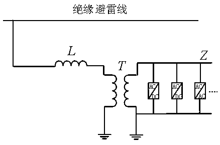 A 220KV single-circuit overhead transmission line insulate lightning conductor resonance energy extraction method