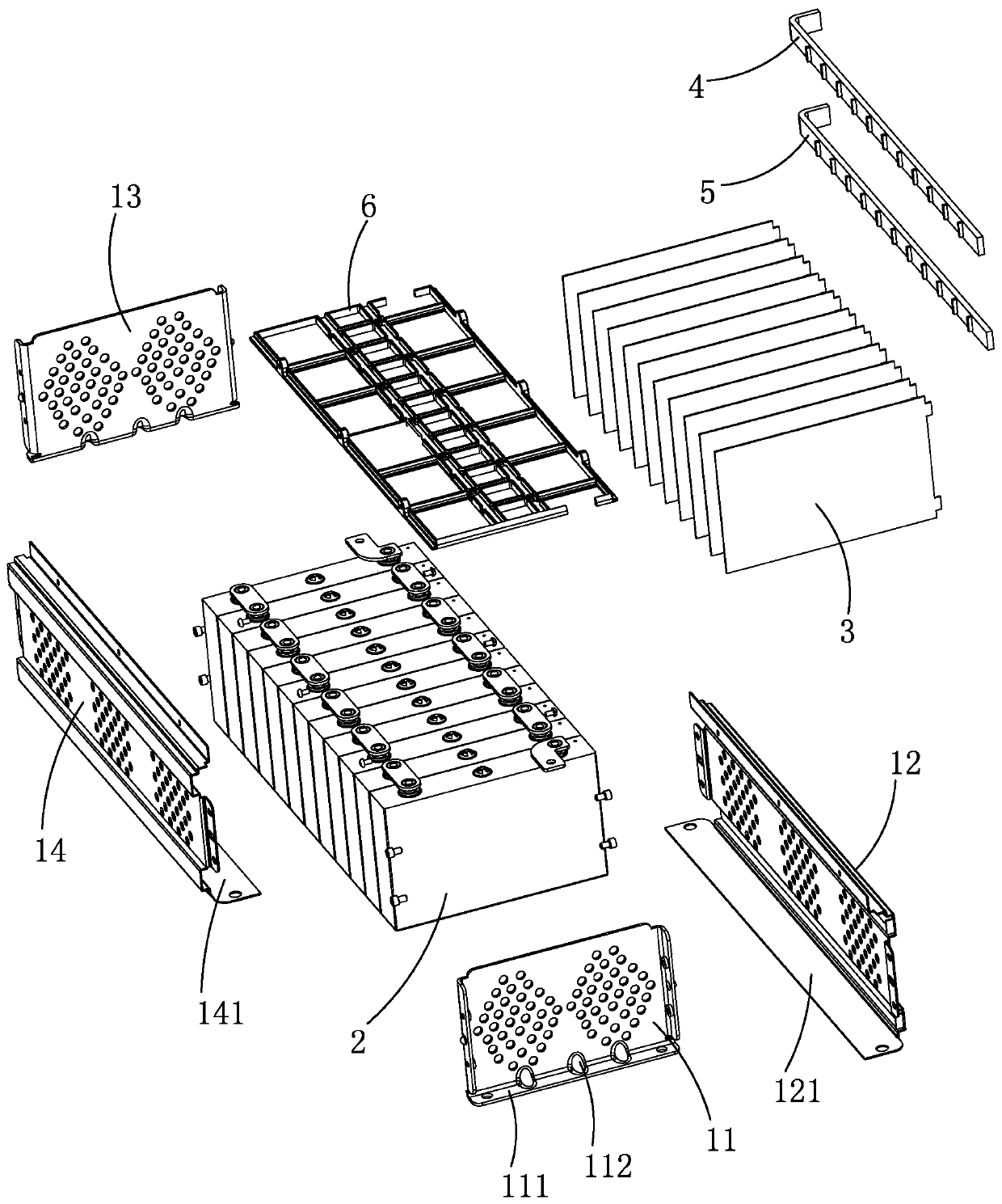 Battery module with liquid cooling device and battery box