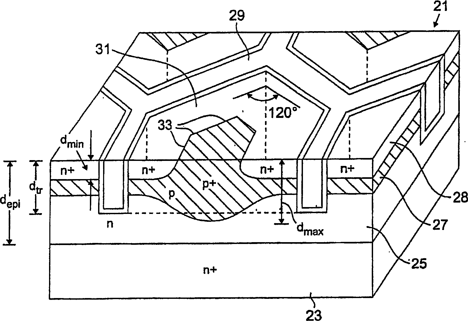 Trench MOSFET device with improved on-resistance