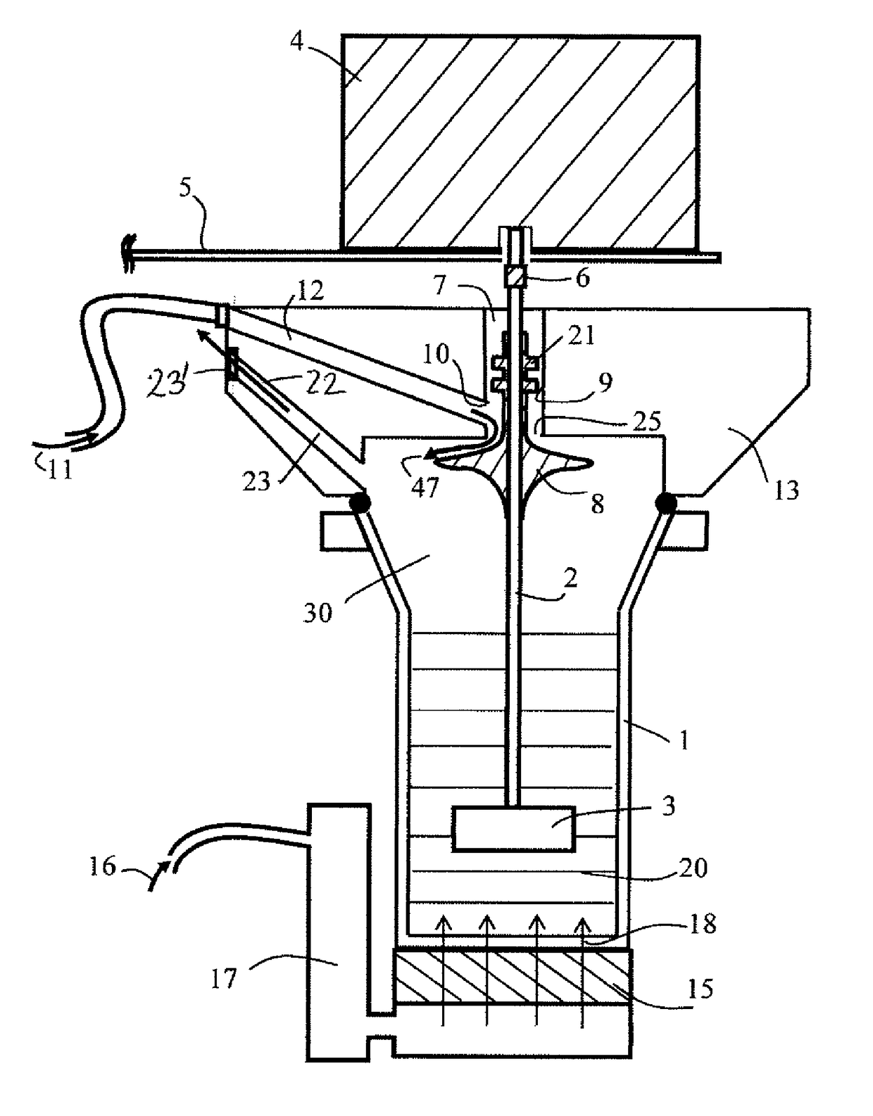 Rotational rheometer for measuring powdery or granular materials