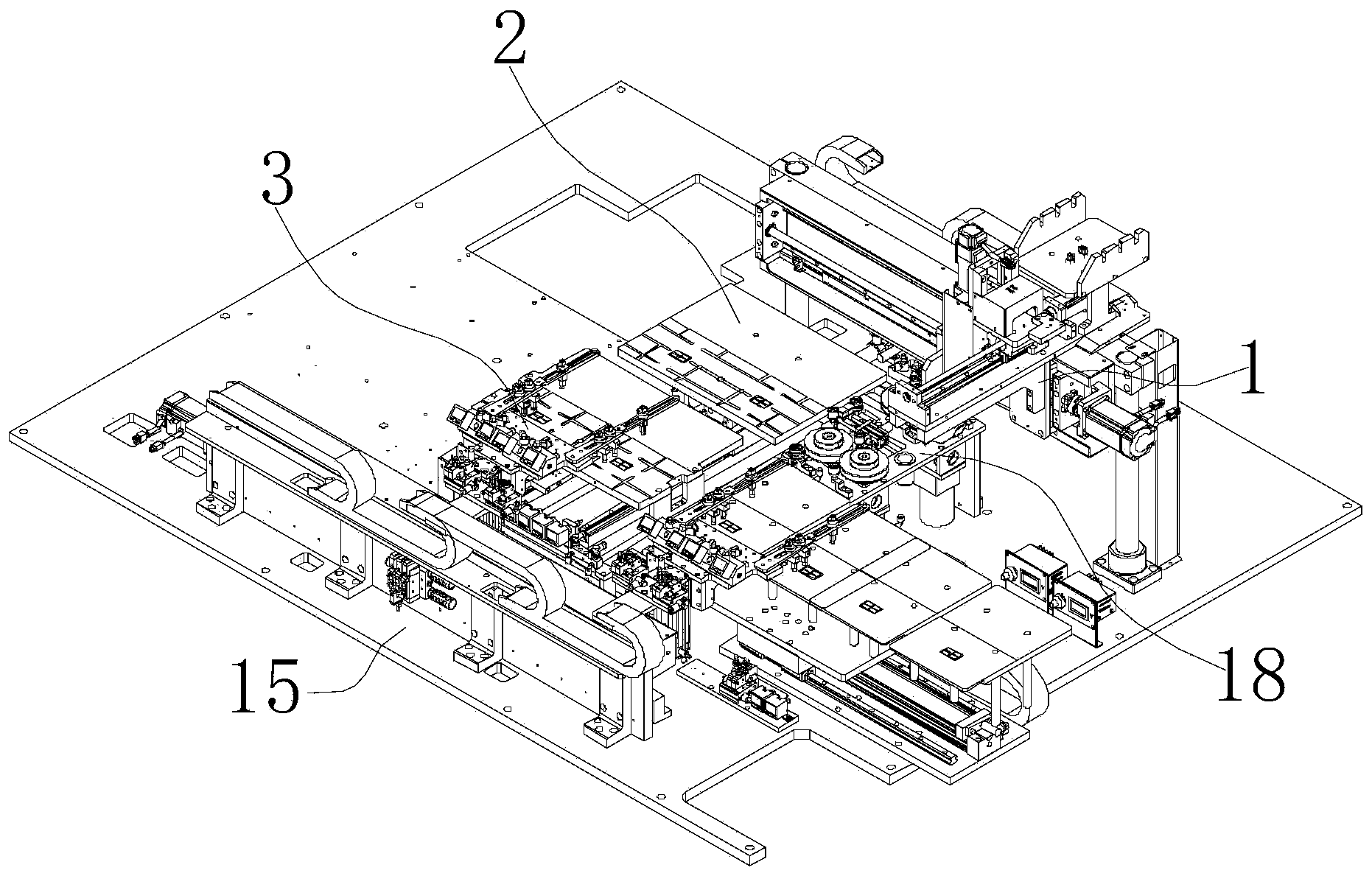 Multi-layer baking solidification dispensing machine achieving automatic feeding and discharging