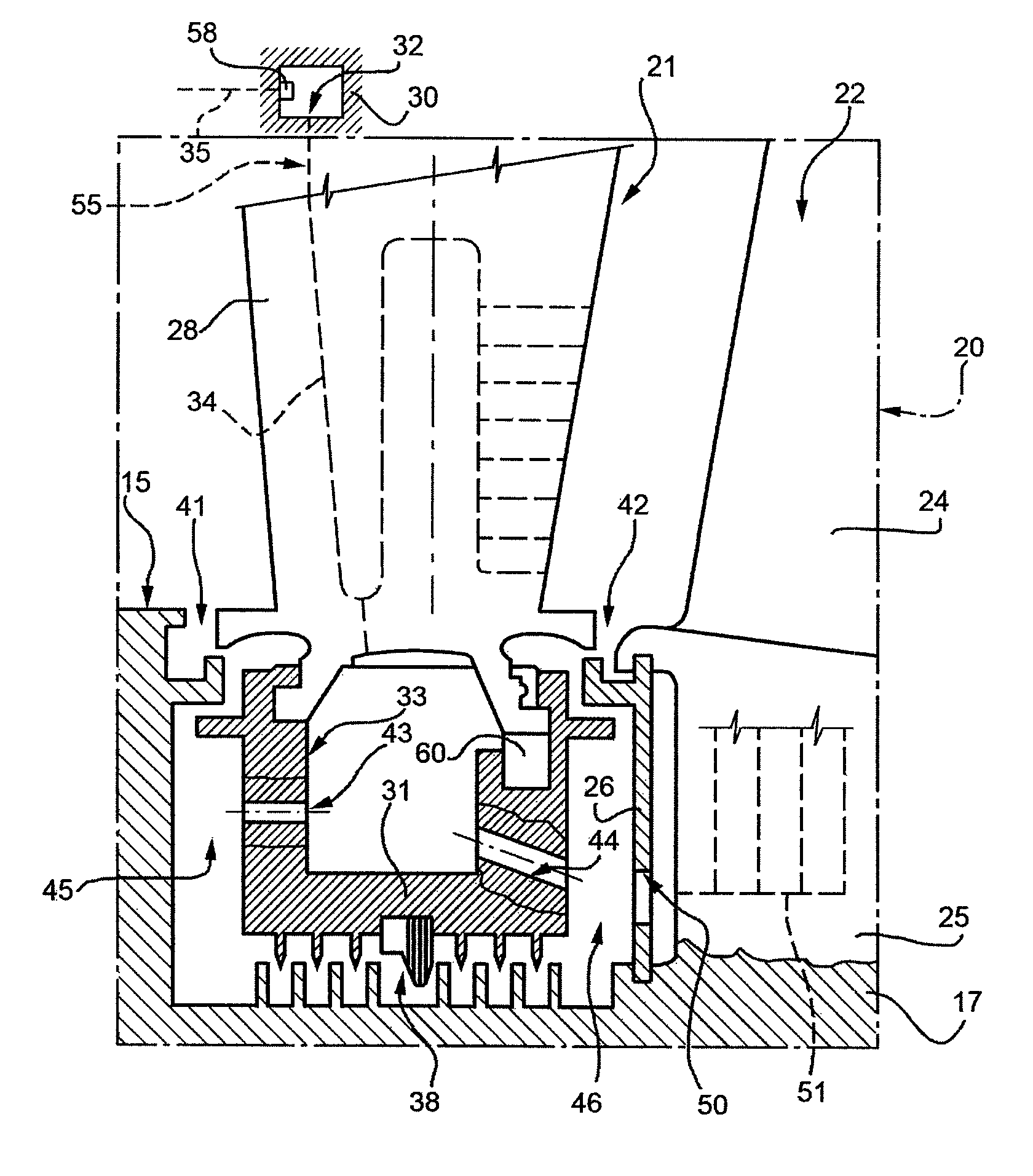 Control method for cooling a turbine stage in a gas turbine