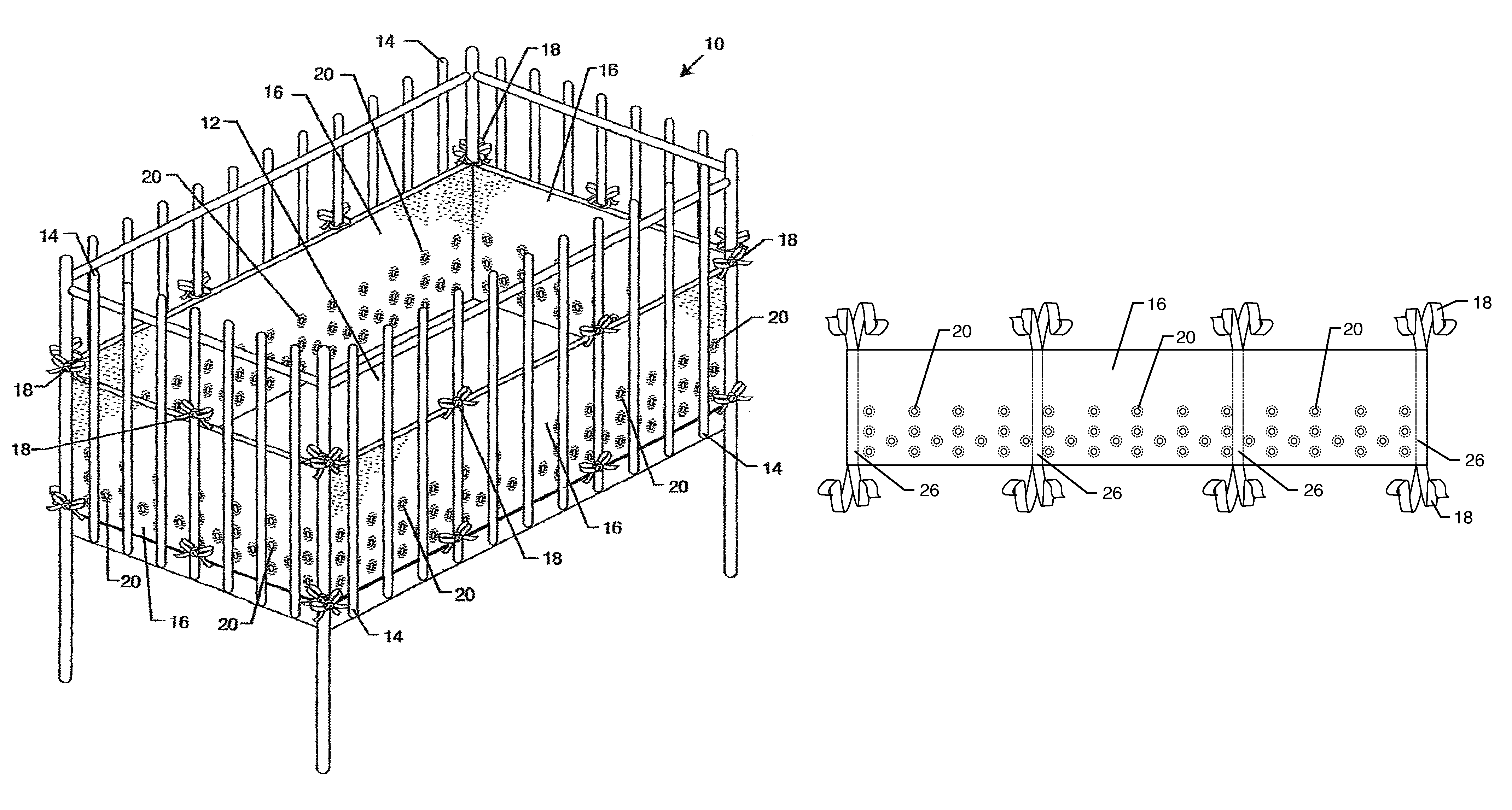 Aerated bumper and liner system for a baby crib