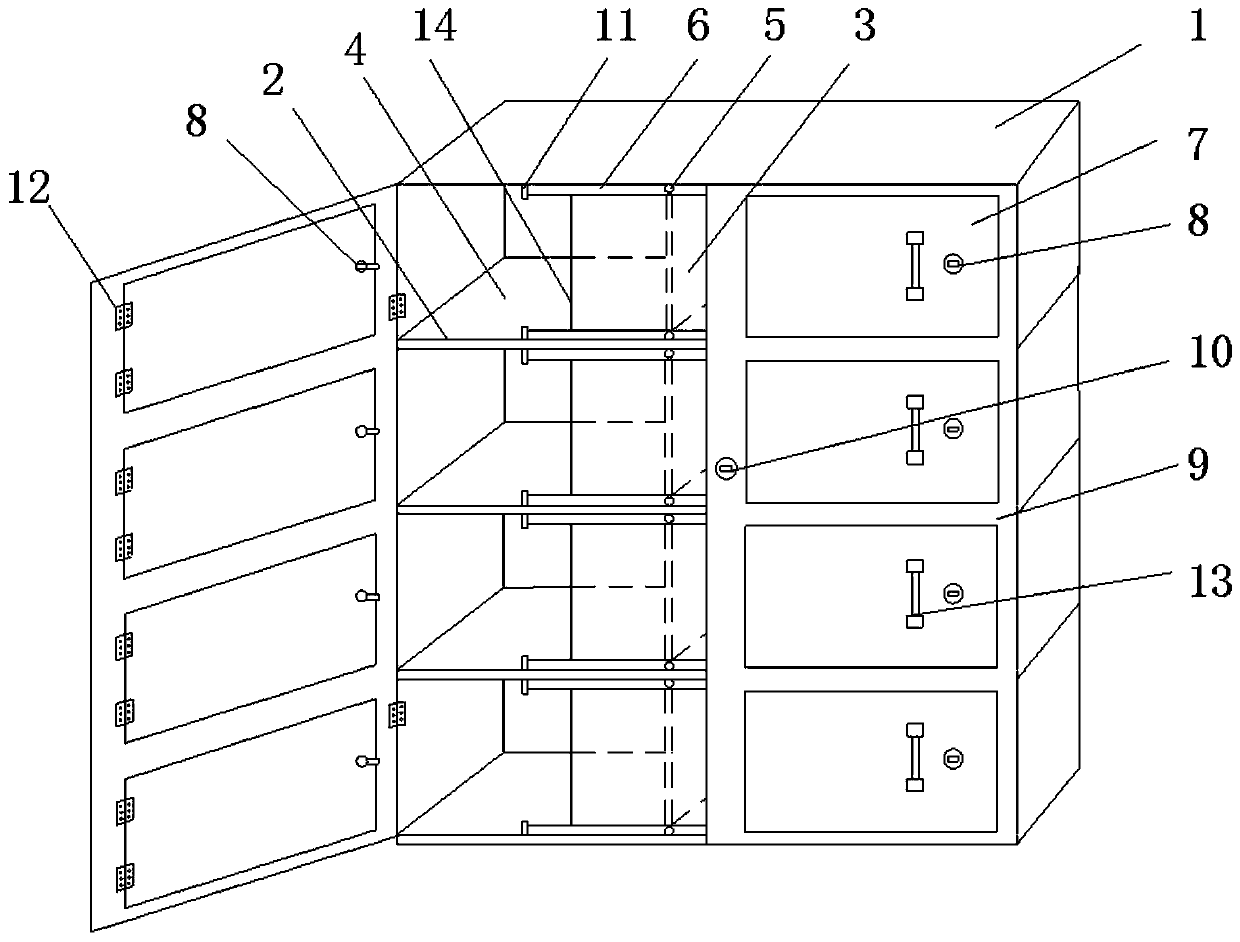 Convenient express cabinet using shared door