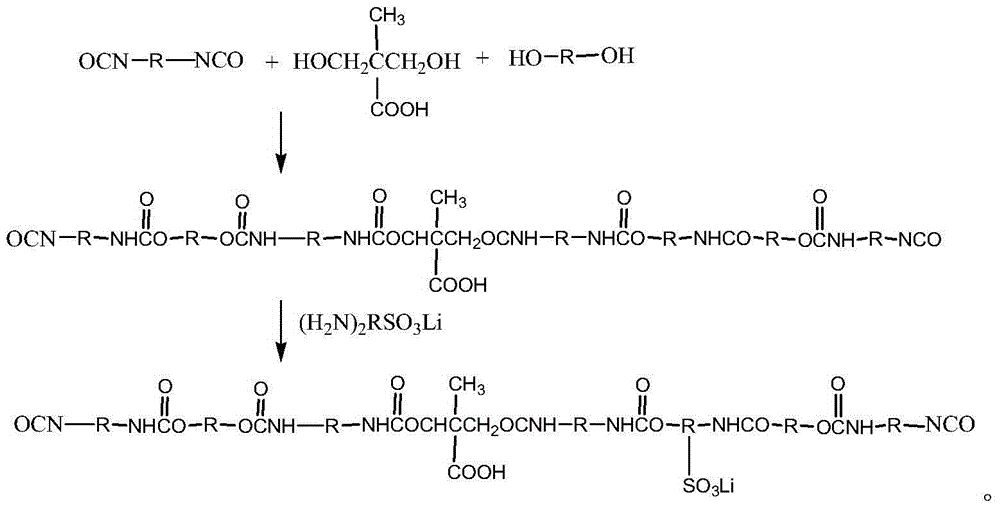 Preparation method and application of high lithium salt concentration aqueous polyurethane ionomer