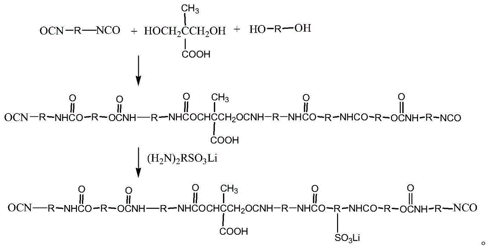 Preparation method and application of high lithium salt concentration aqueous polyurethane ionomer