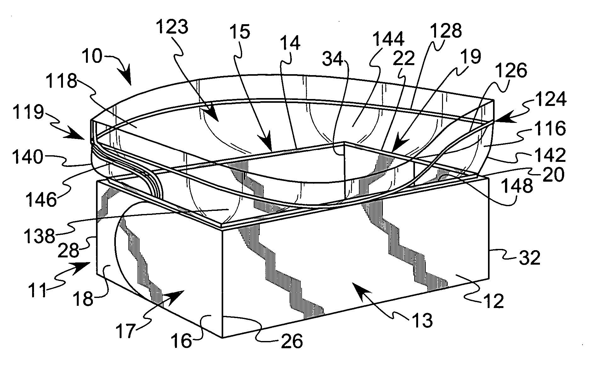 Container including removable integral upper portion