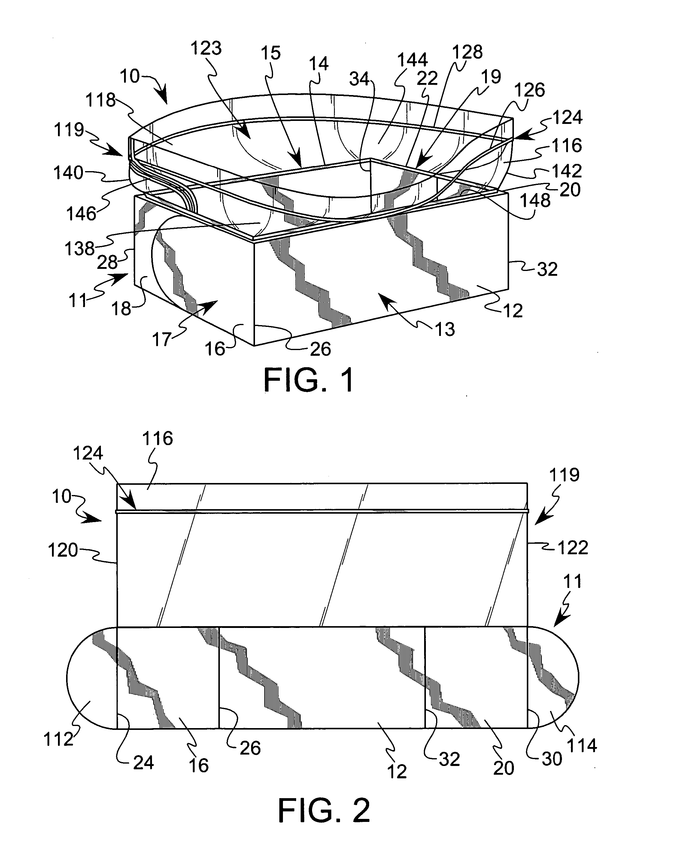 Container including removable integral upper portion