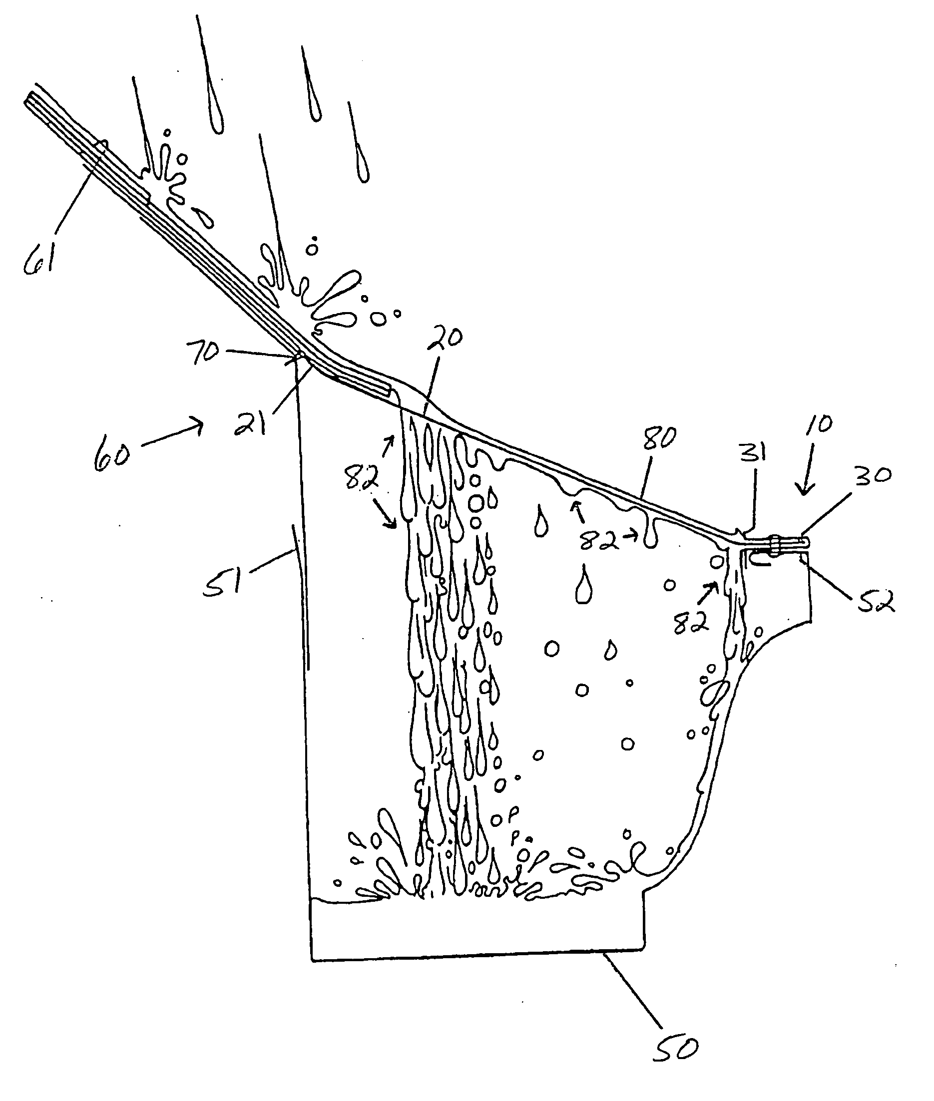 Gutter screen assembly with water tension breaker