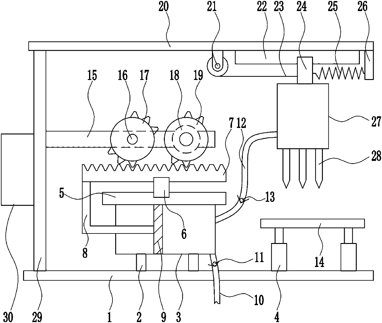 Dispensing device for production of electronic components of LED lamp