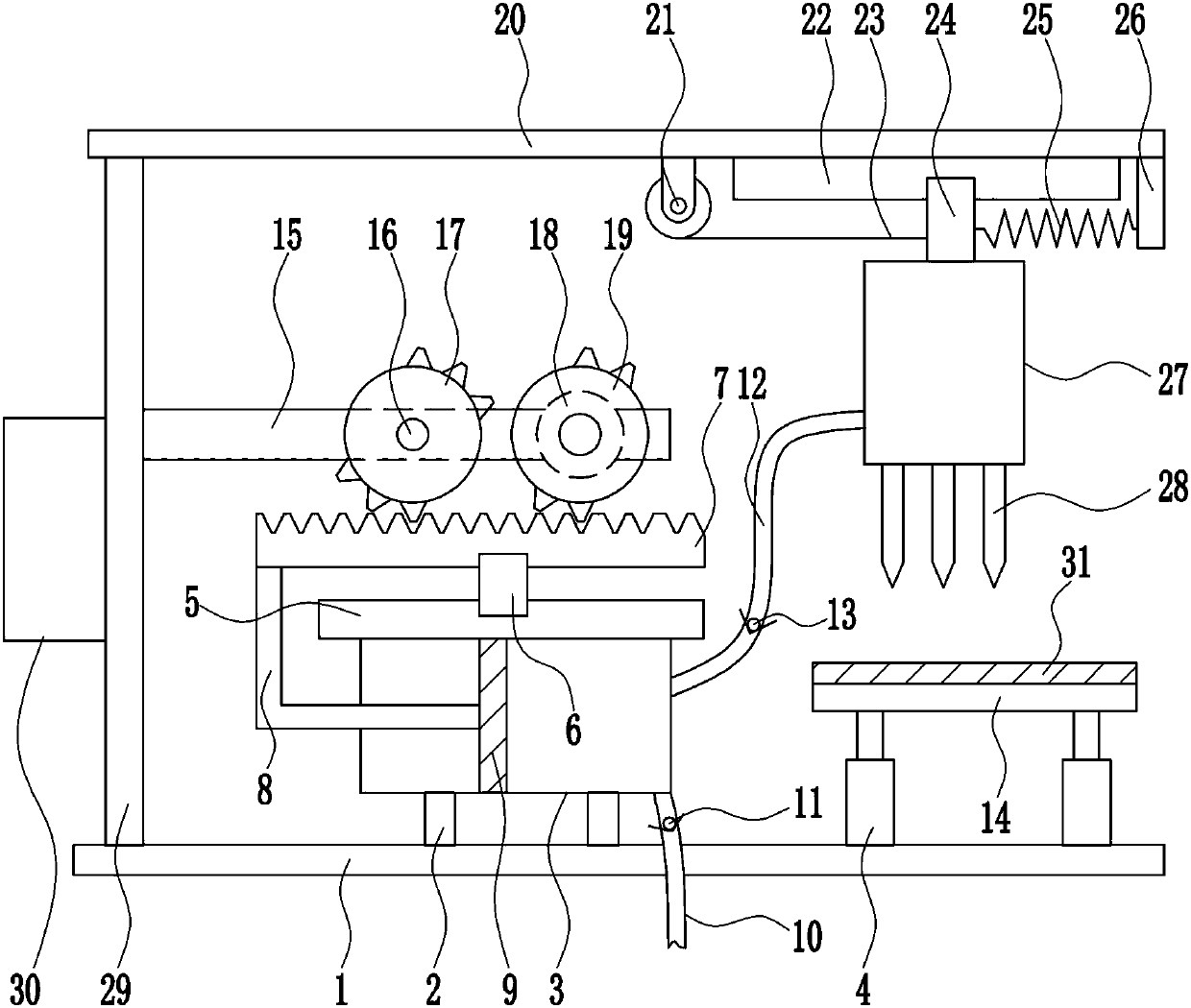 Dispensing device for production of electronic components of LED lamp