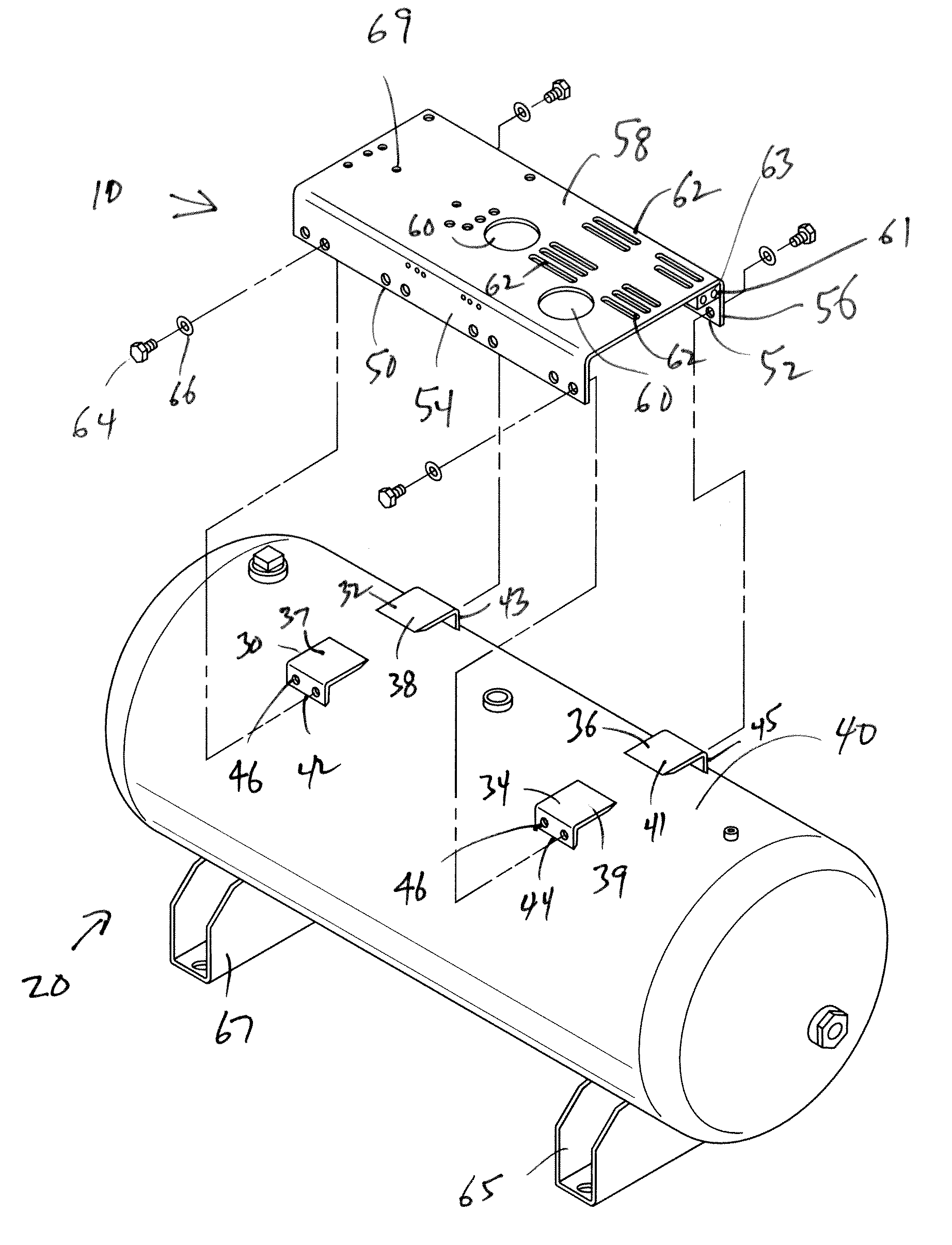 Air receiver tank with removable top plates