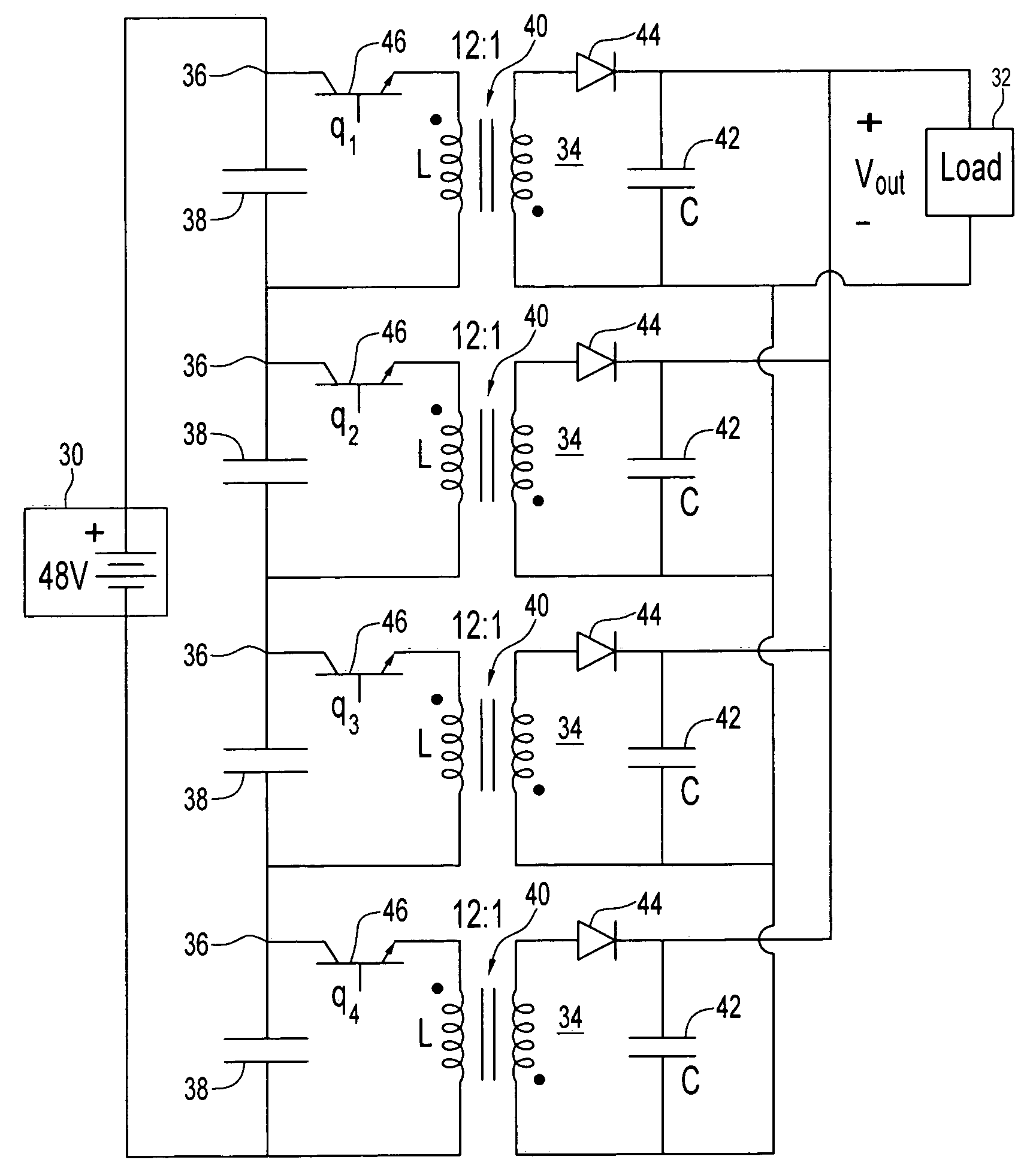 Dynamic current sharing dc-dc switching power supply