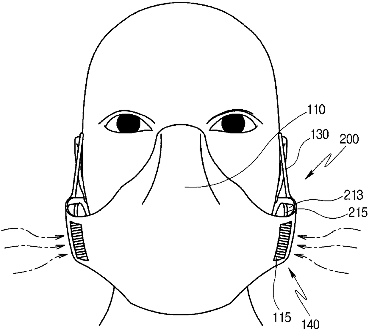 Harmful-substance-blocking health mask using air curtain