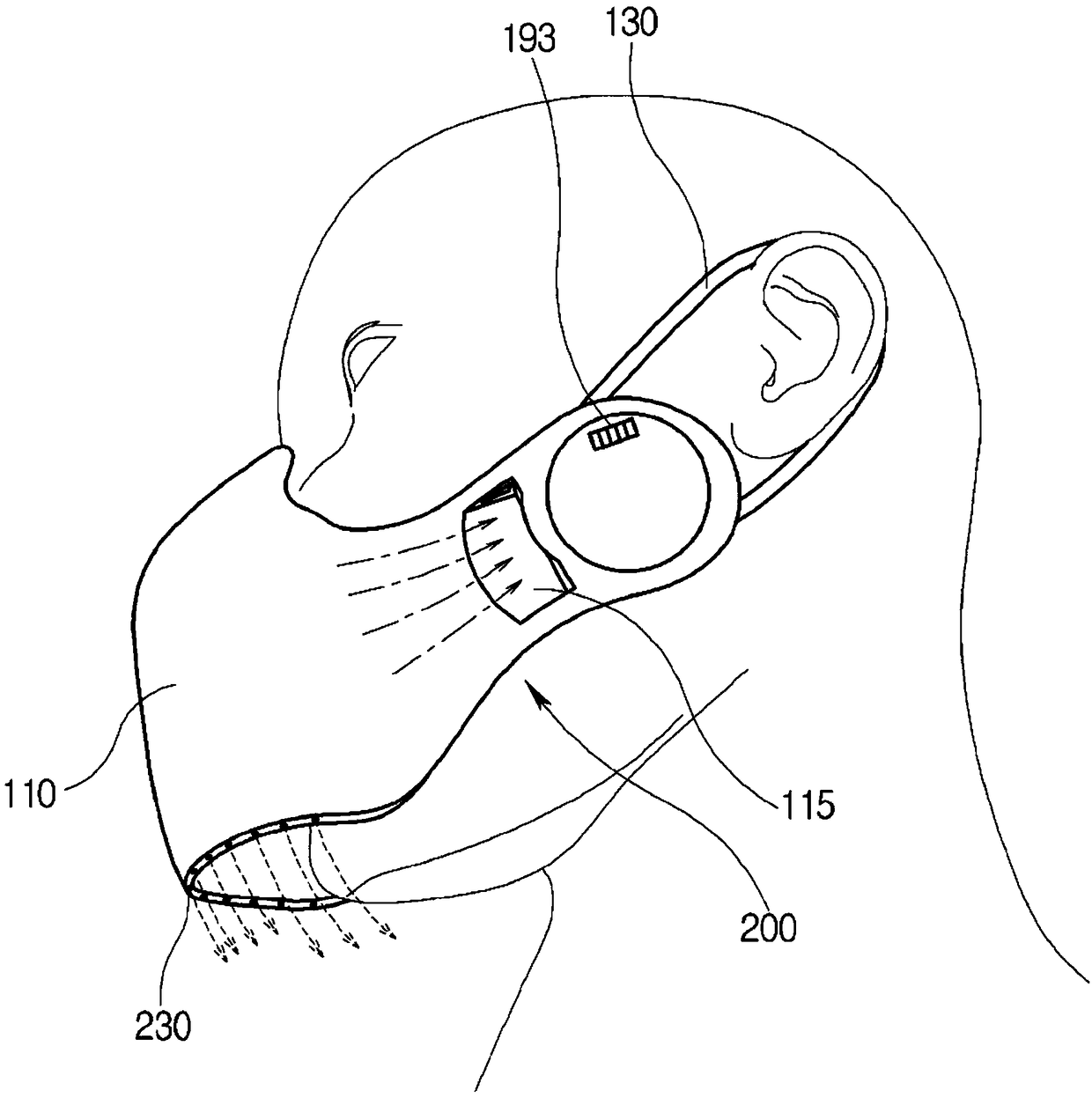 Harmful-substance-blocking health mask using air curtain