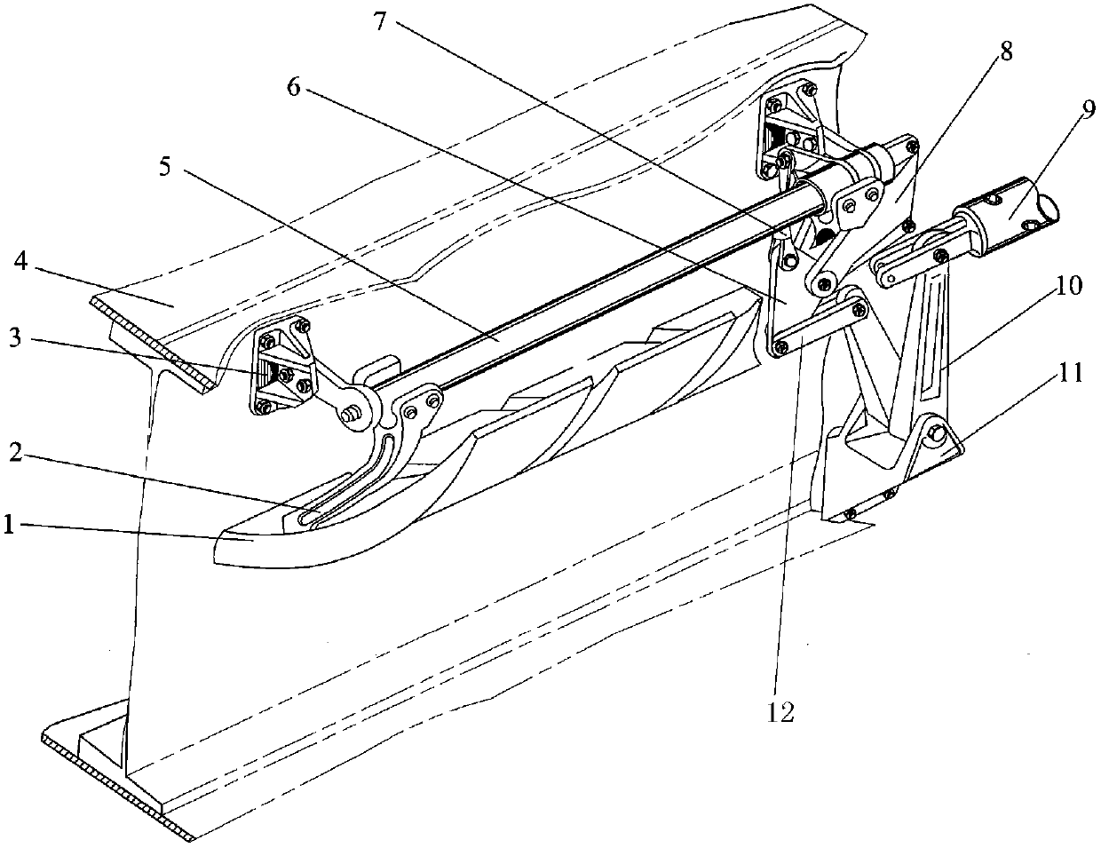 Differential motion operation mechanism for follow-up spoilers of airplane