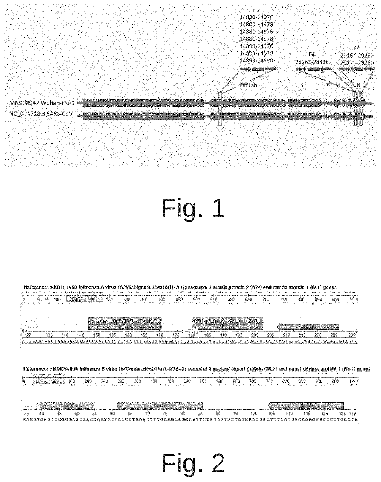 COMPOSITIONS AND METHODS FOR THE SIMULTANEOUS DETECTION OF INFLUENZA A, INFLUENZA B, AND SEVERE ACUTE RESPIRATORY SYNDROME CORONAVIRUS 2 (SARS-CoV-2)