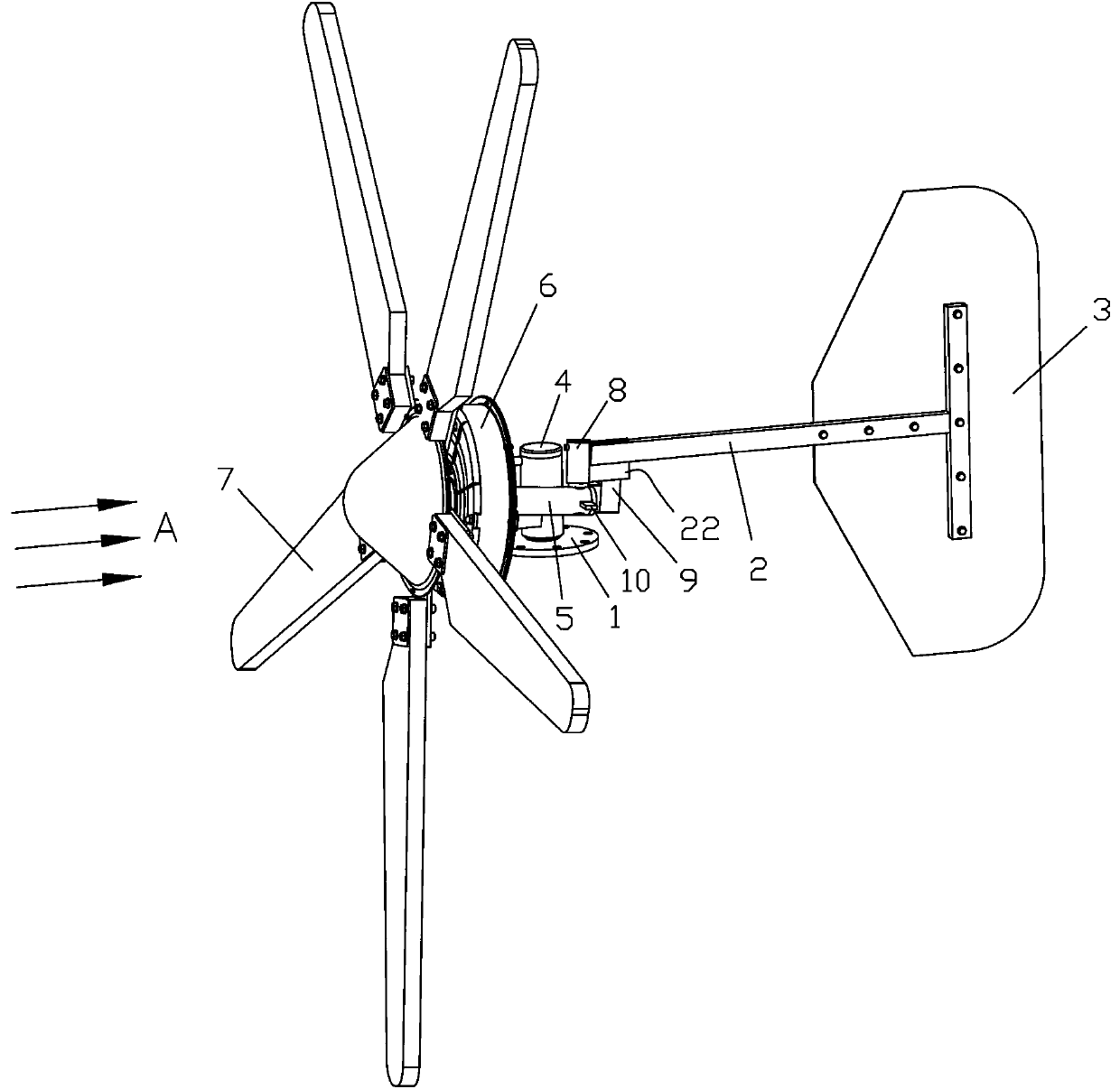 Wind driven generator yawing device capable of effectively withstanding strong wind attack