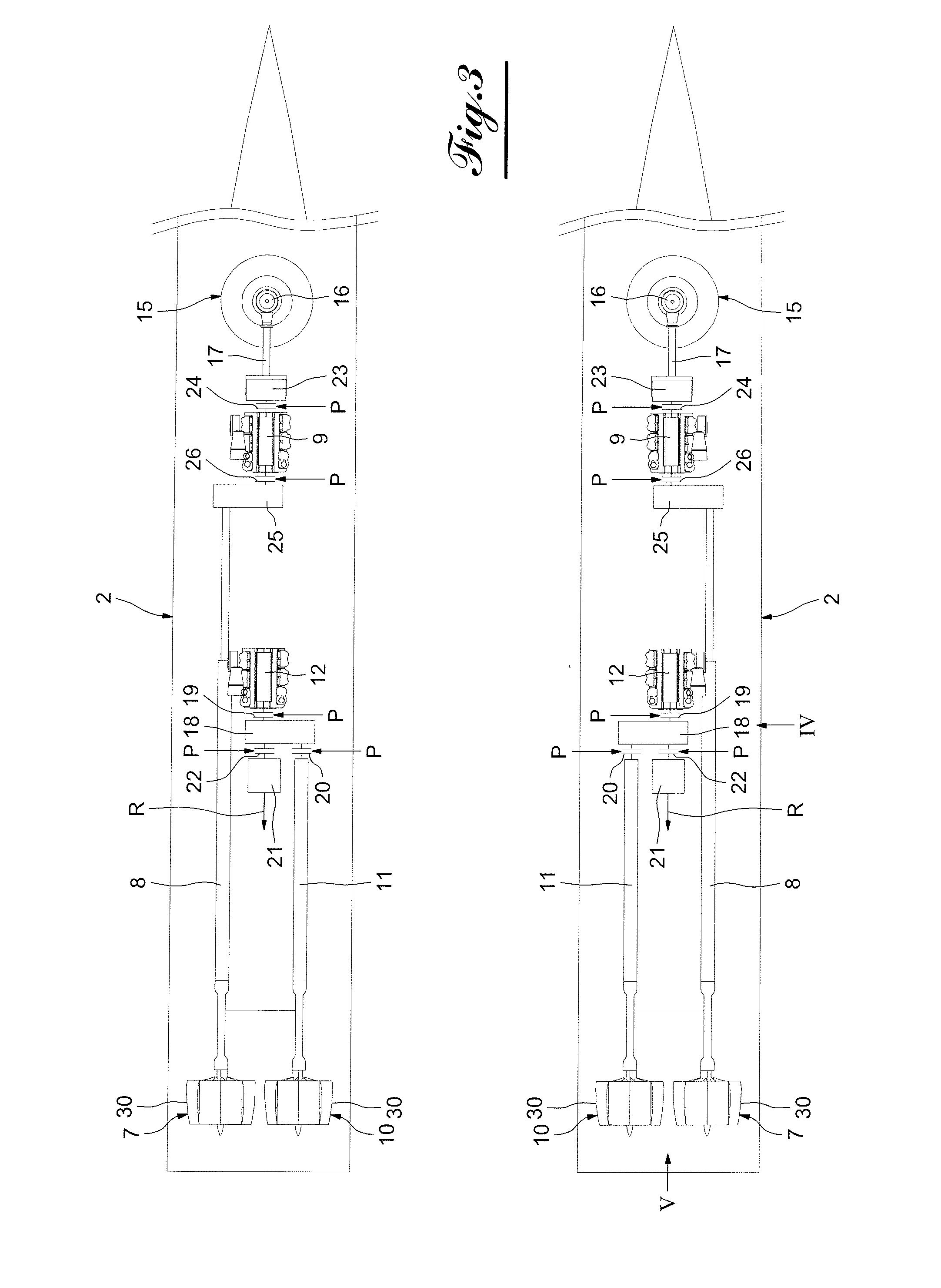 Catamaran vessel with hybrid propulsion for embarking and disembarking loads