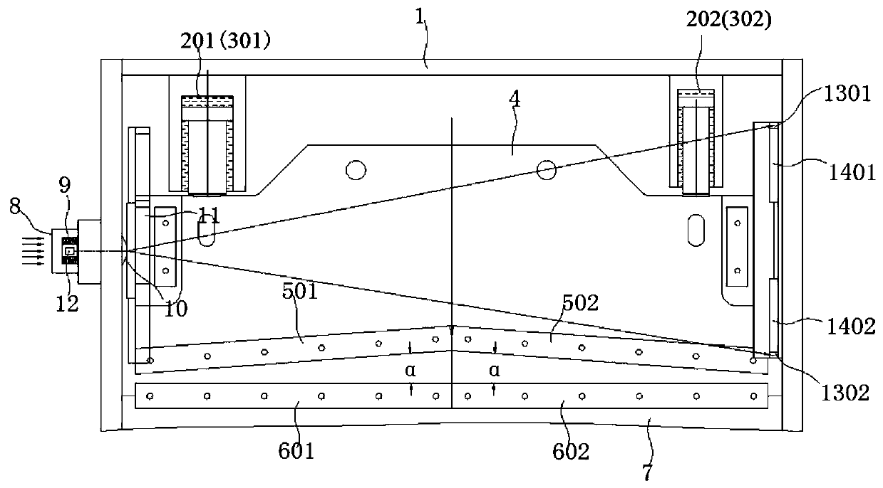 Horizontal plate shearing machine capable of automatically adjusting shearing angle and shearing angle adjusting control method for horizontal plate shearing machine