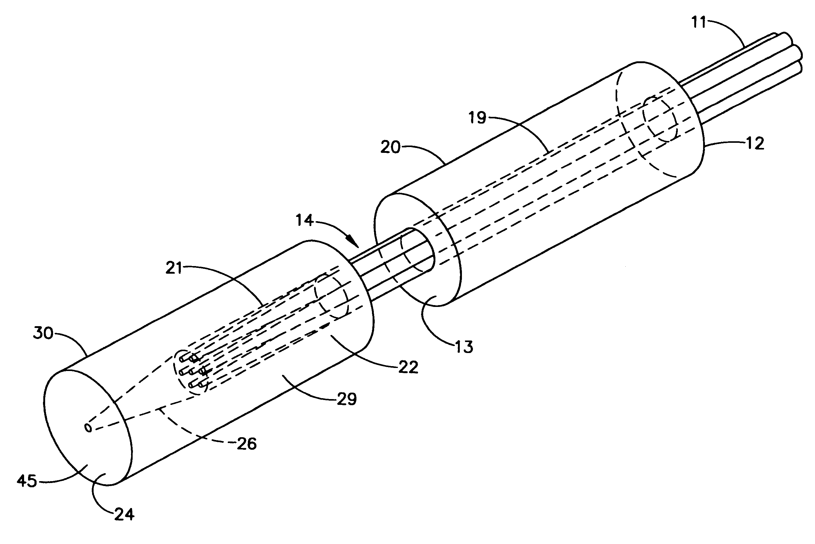 Fiber bundle termination with reduced fiber-to-fiber pitch