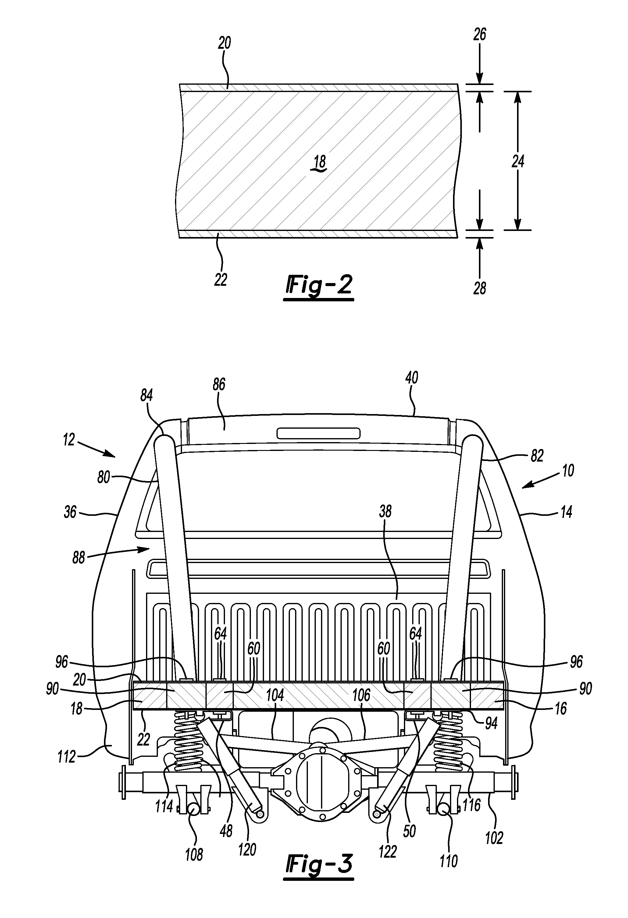 Vehicle with composite structural bed