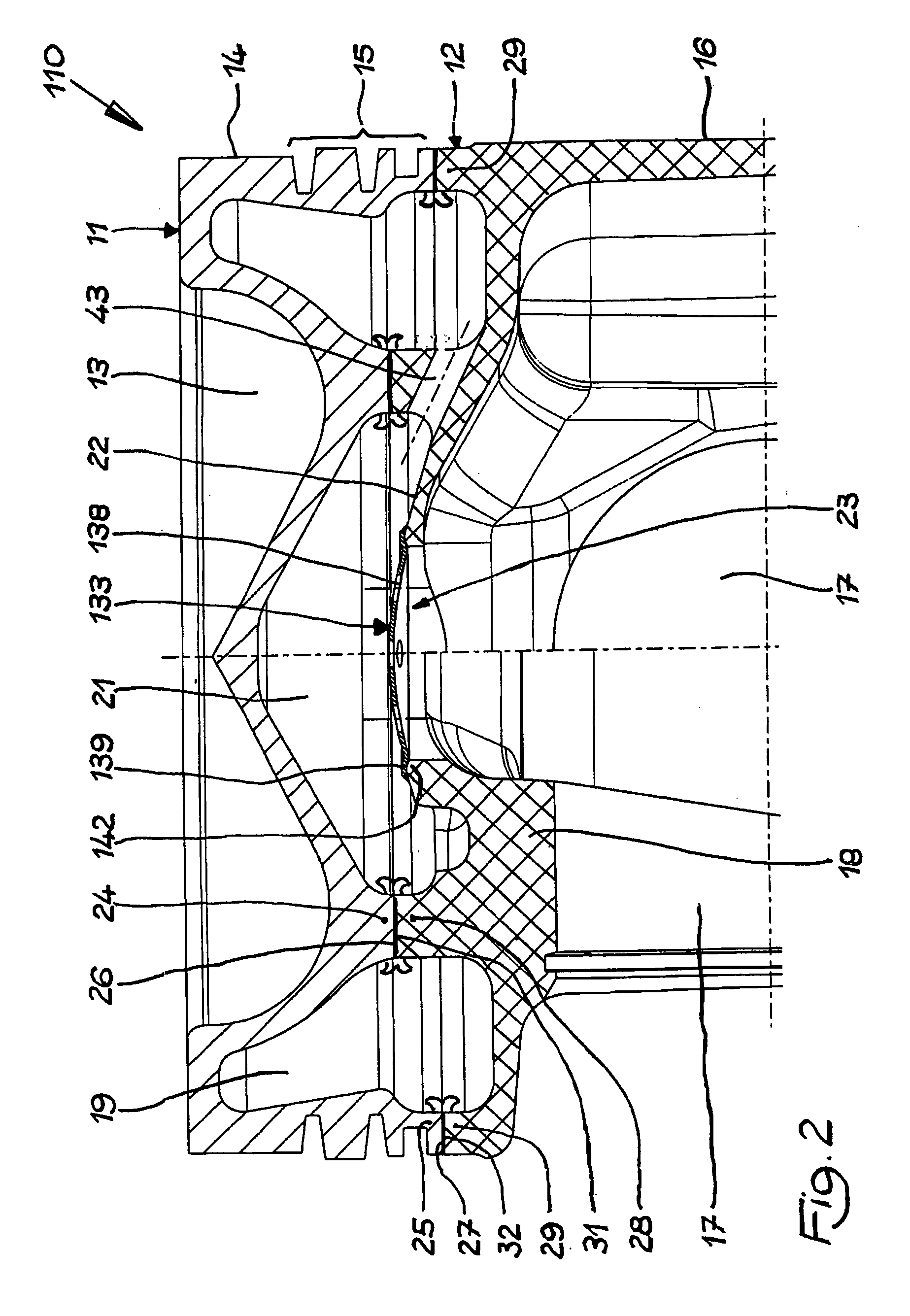 Multi-part piston for an internal combustion engine