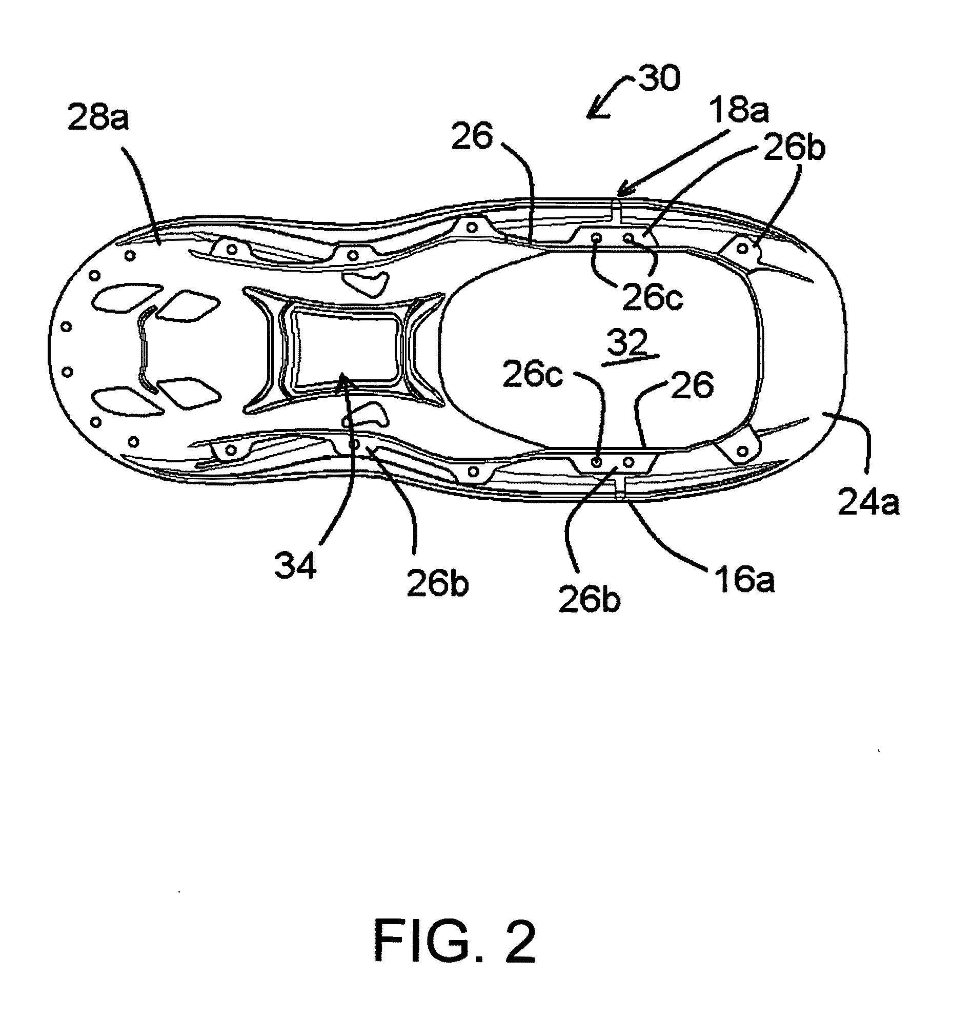 Molded snowshoe with compound deck