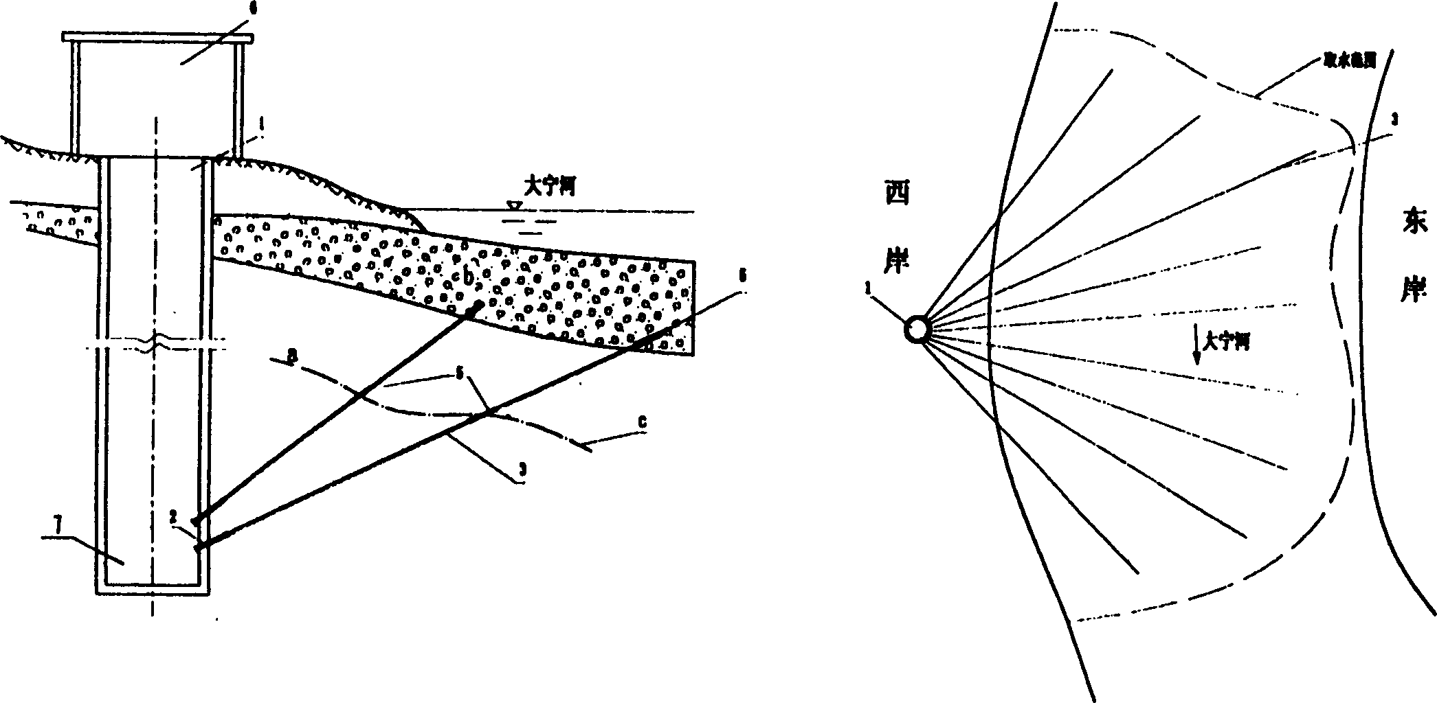 Percolation water intaking method of new engineering structure