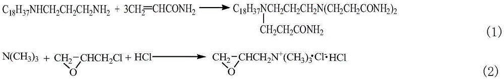 Multi-positive-ion amide-type asphalt emulsifier and preparation method thereof