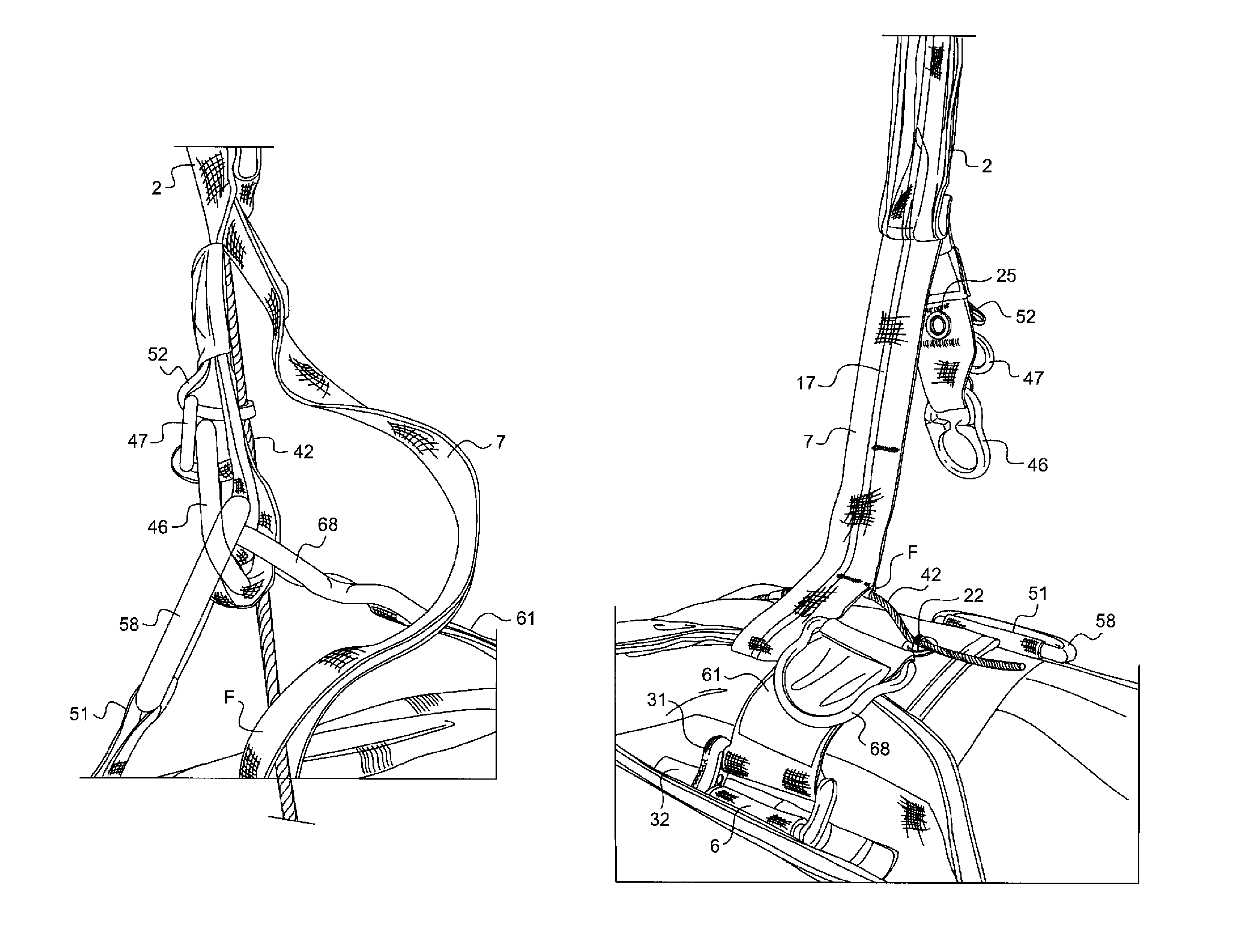 Skydiving equipment to distribute the tension forces of a drogue parachute