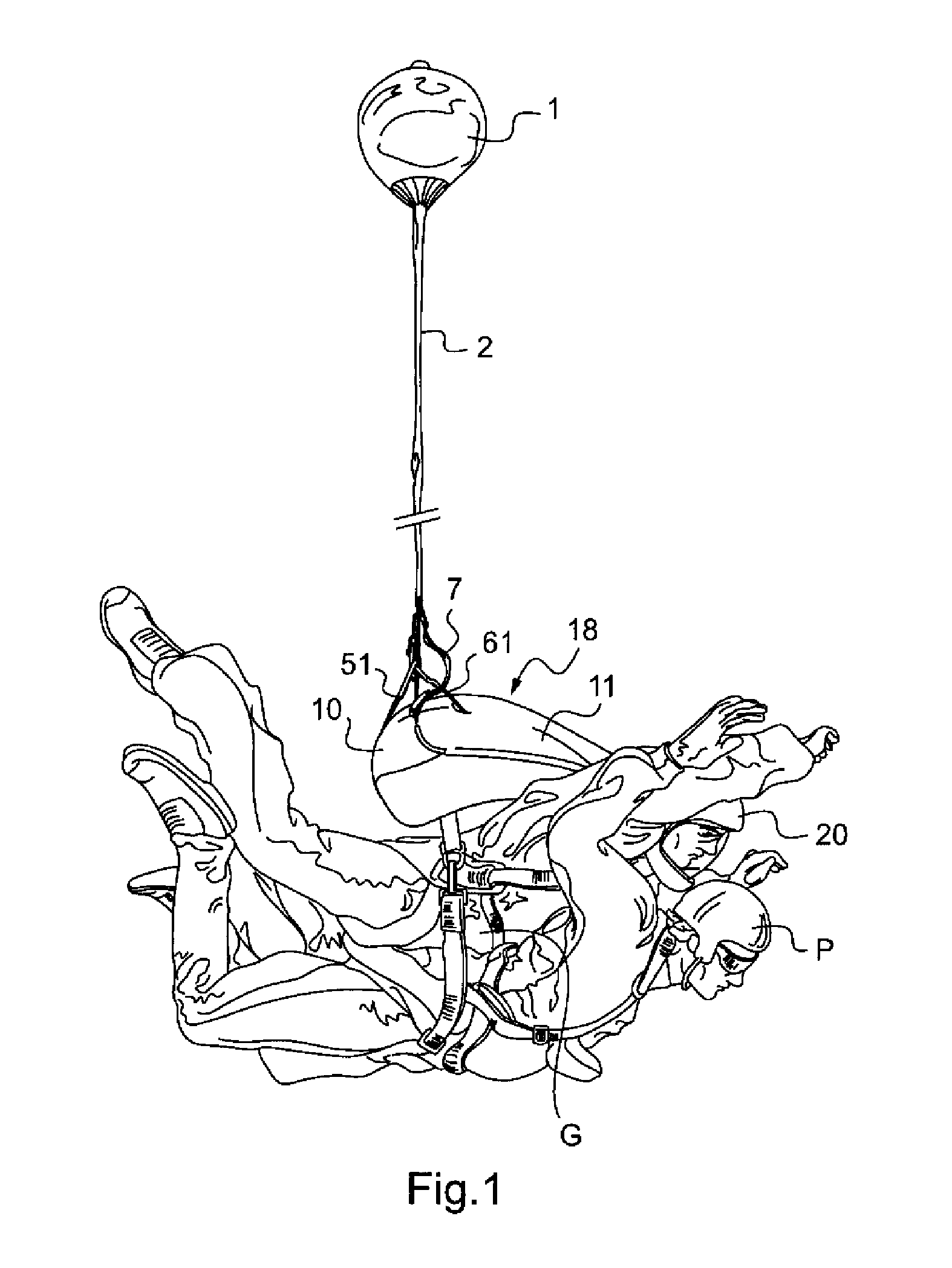 Skydiving equipment to distribute the tension forces of a drogue parachute