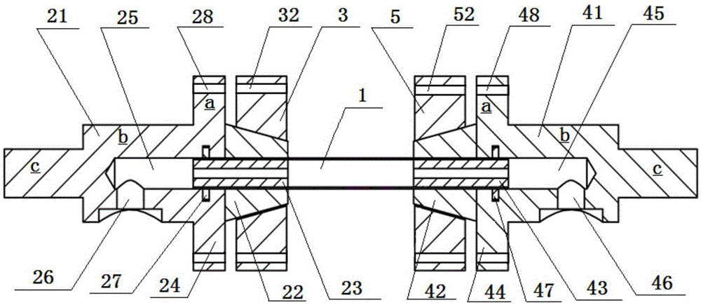 Thin tube dedicated fixture under action of axial and internal pressure composite load