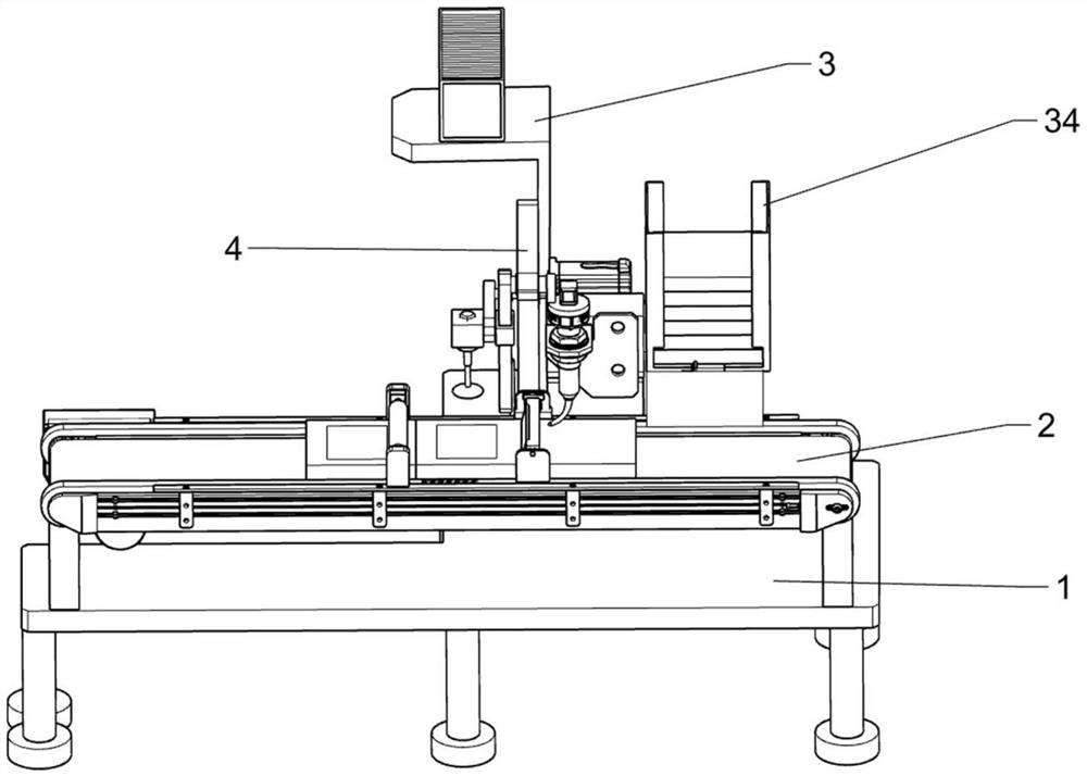 Self-glue-dripping type packaging box labeling device