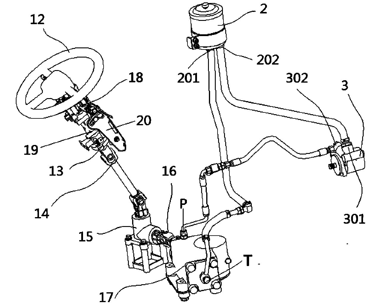 4X4 electromechanical hydraulic all-wheel steering device