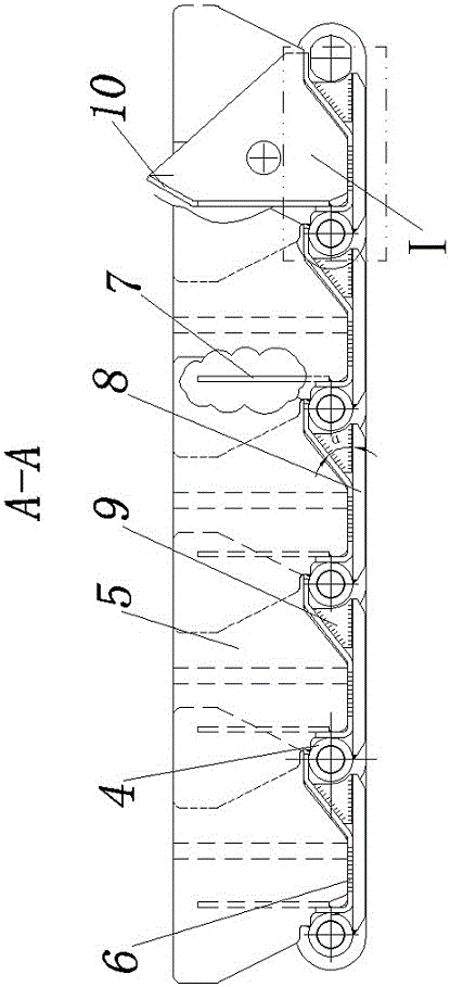 Scale bucket conveyor belt dragged by chain plate axis chains