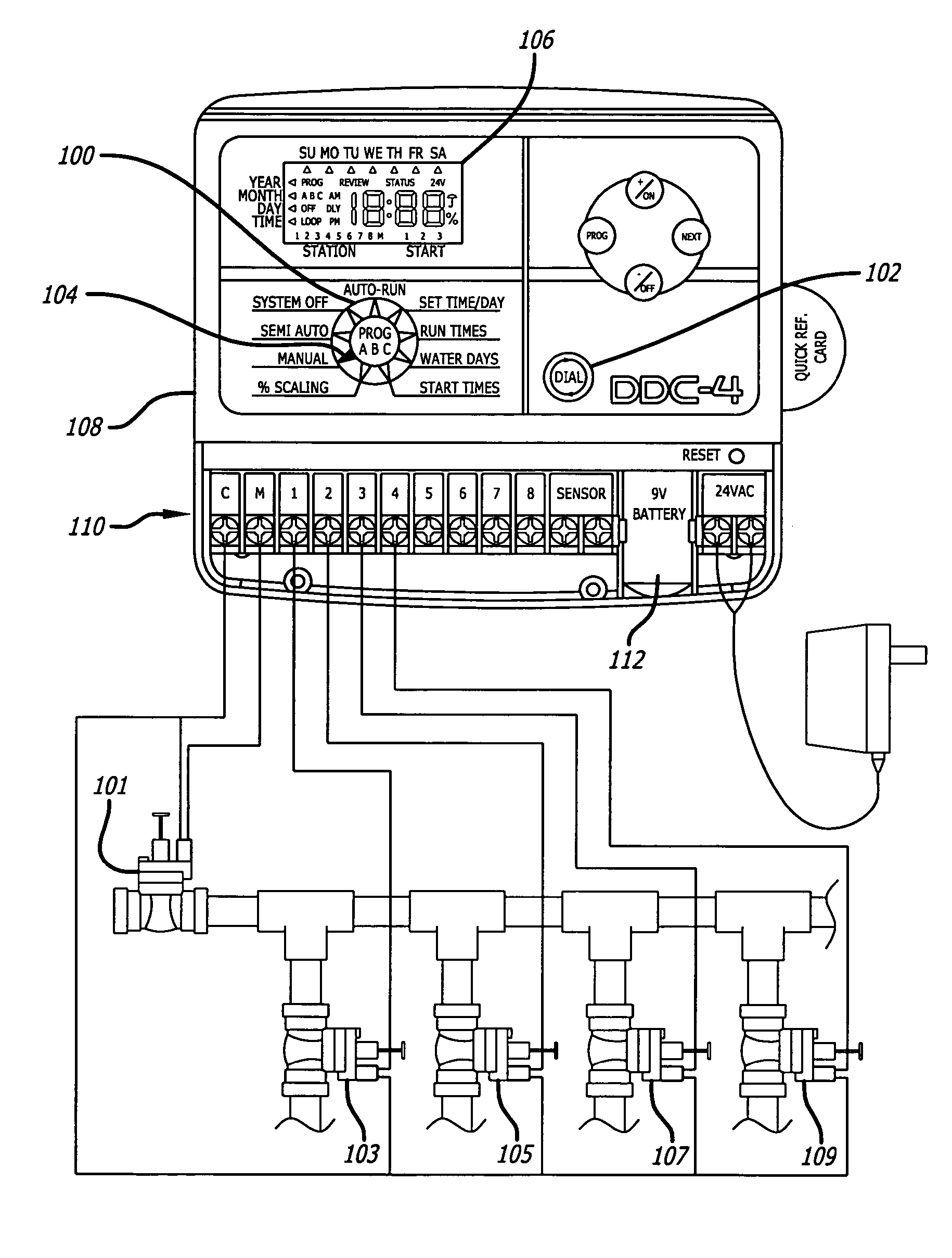 Virtual dial irrigation controller