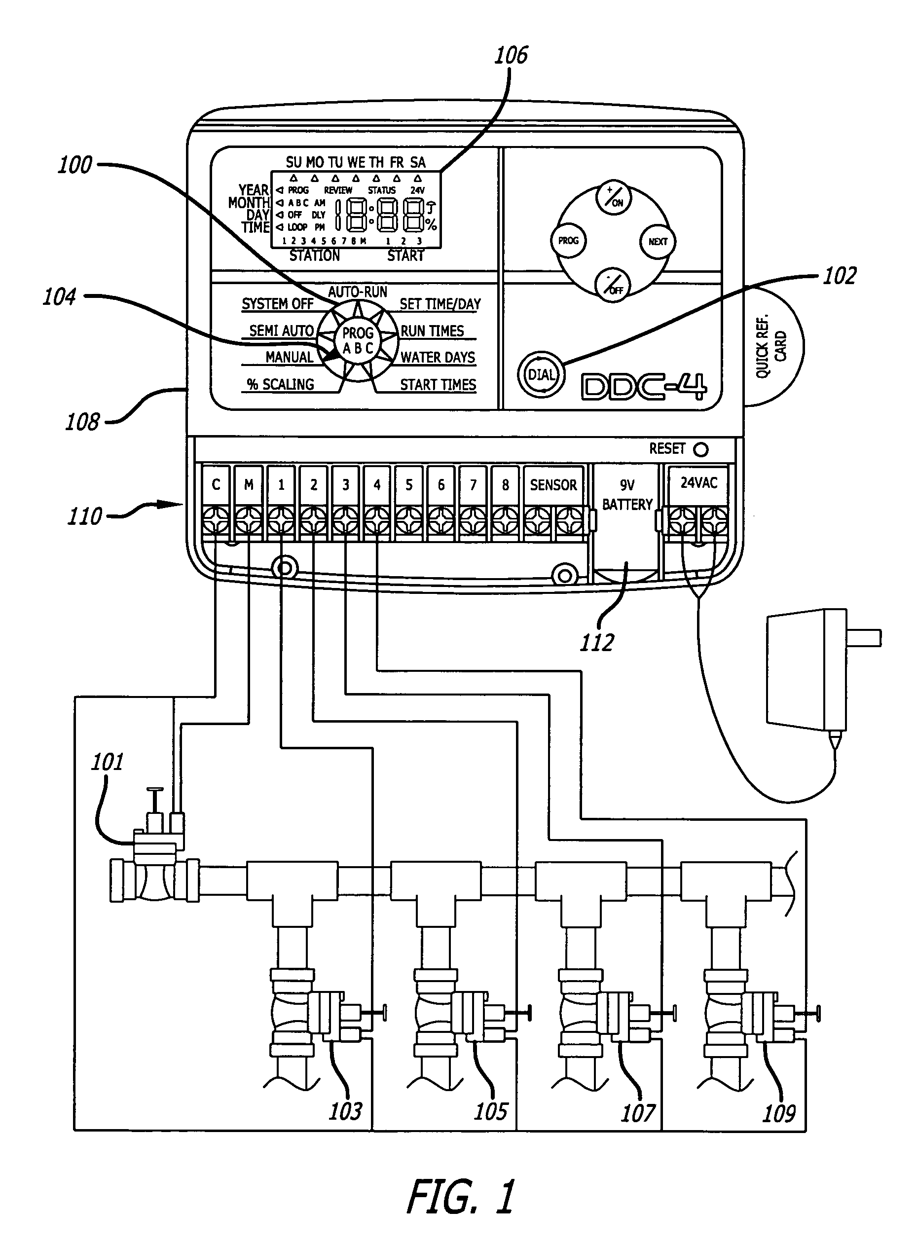 Virtual dial irrigation controller