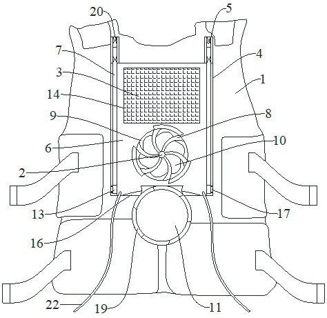 A safety life jacket with a rear-mounted folding mechanism