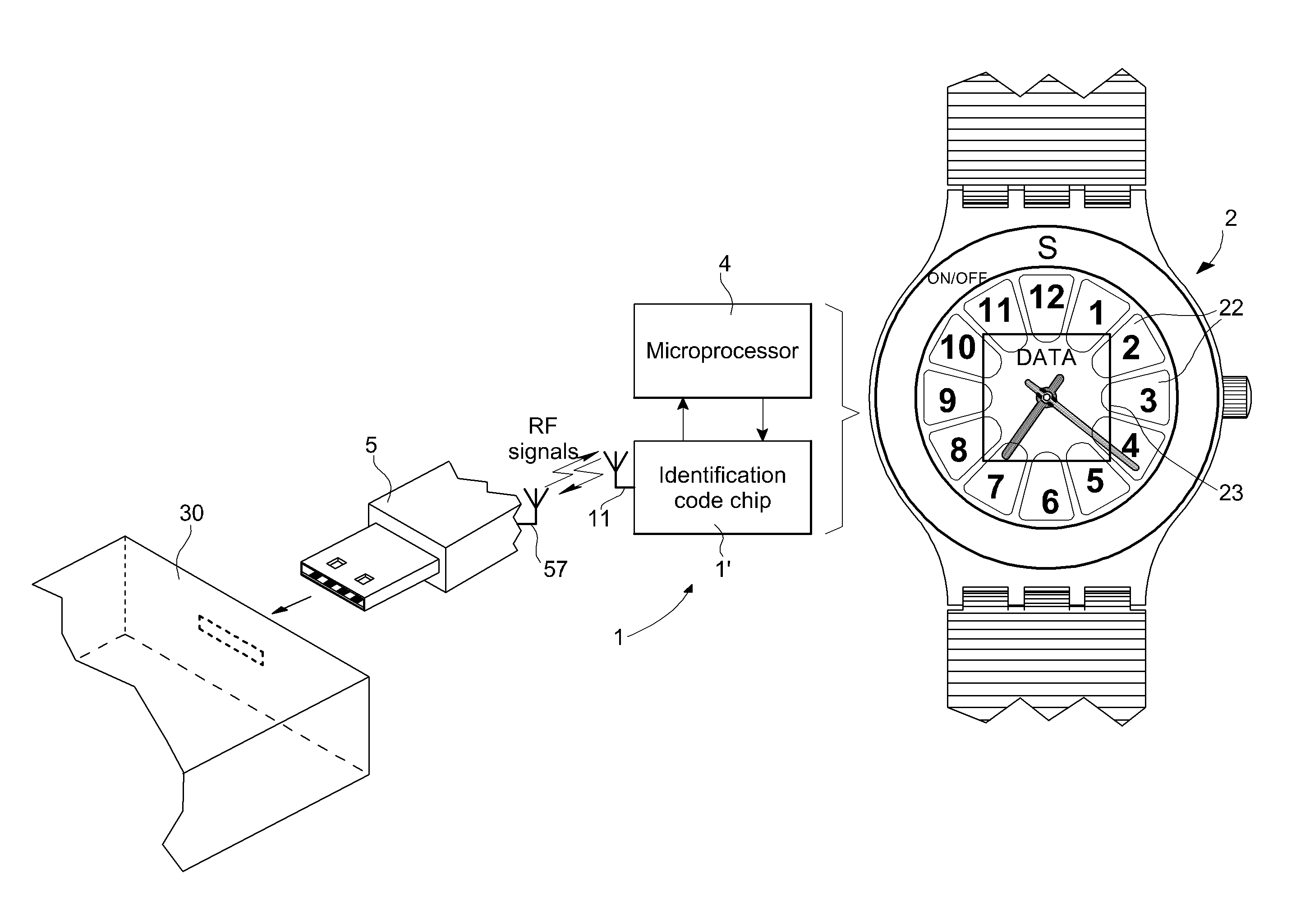 Method of authentication and secure exchange of data between a personalised chip and a dedicated server, and assembly for implementing the same