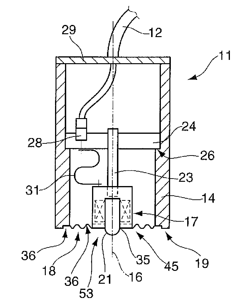 Measuring probe for measuring the thickness of thin layers, and method for the production of a sensor element for the measuring probe