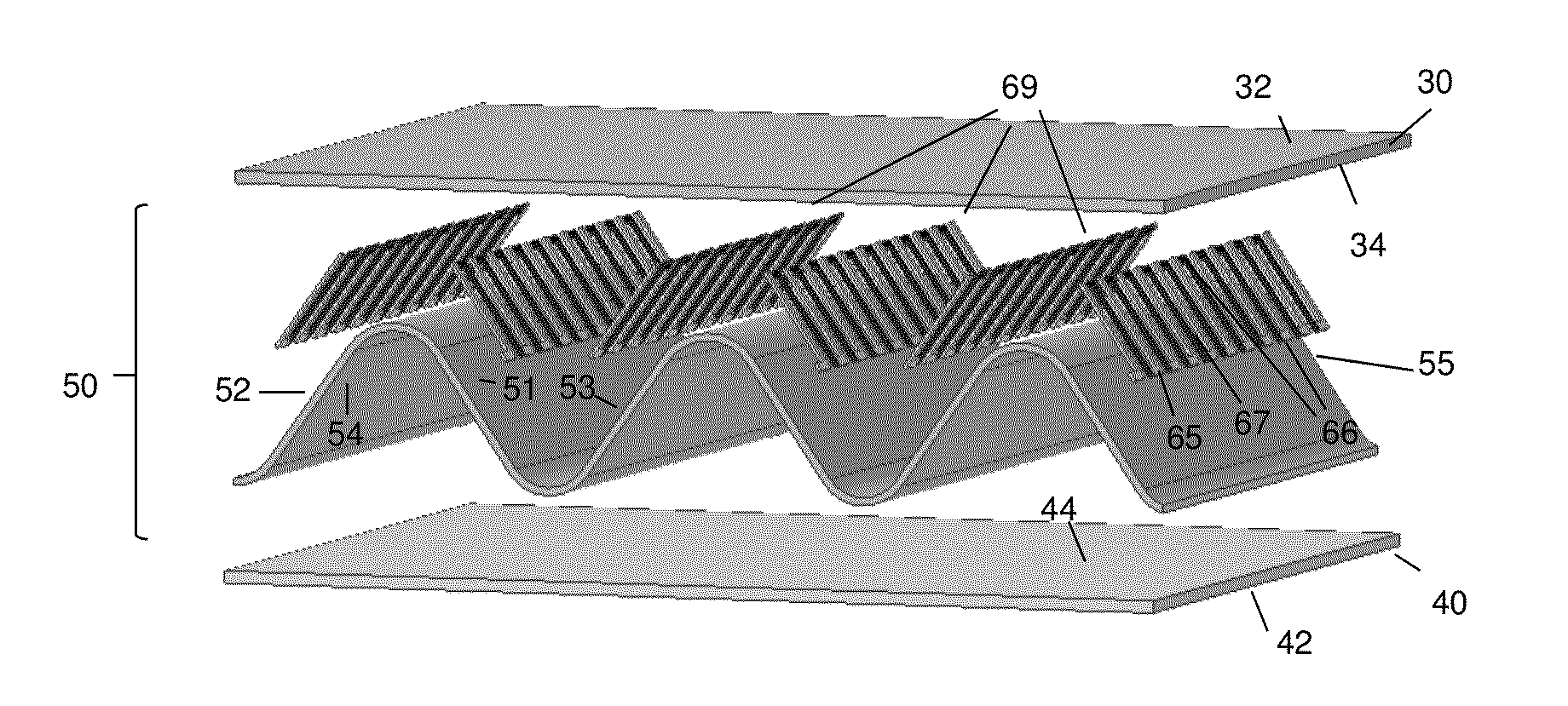 Self-corrugating laminates useful in the manufacture of thermoelectric devices and corrugated structures therefrom