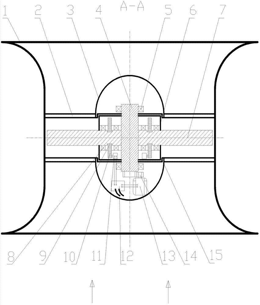 Nested tidal current generating set of air guide sleeve paddle-changing horizontal shaft