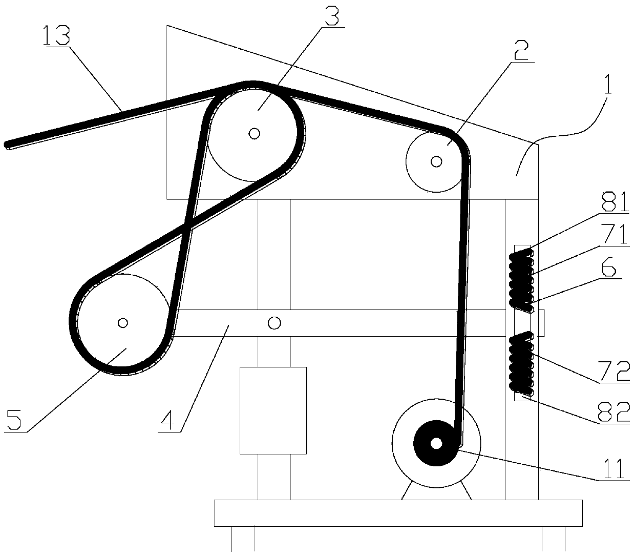 Automatic cable winding conveying tension adjusting device