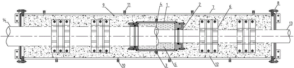 Plugging device and plugging method for annular space of submarine double-layer oil conveying pipe